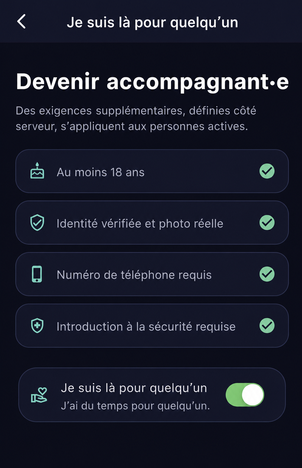 Conditions pour devenir accompagnant ou accompagnante