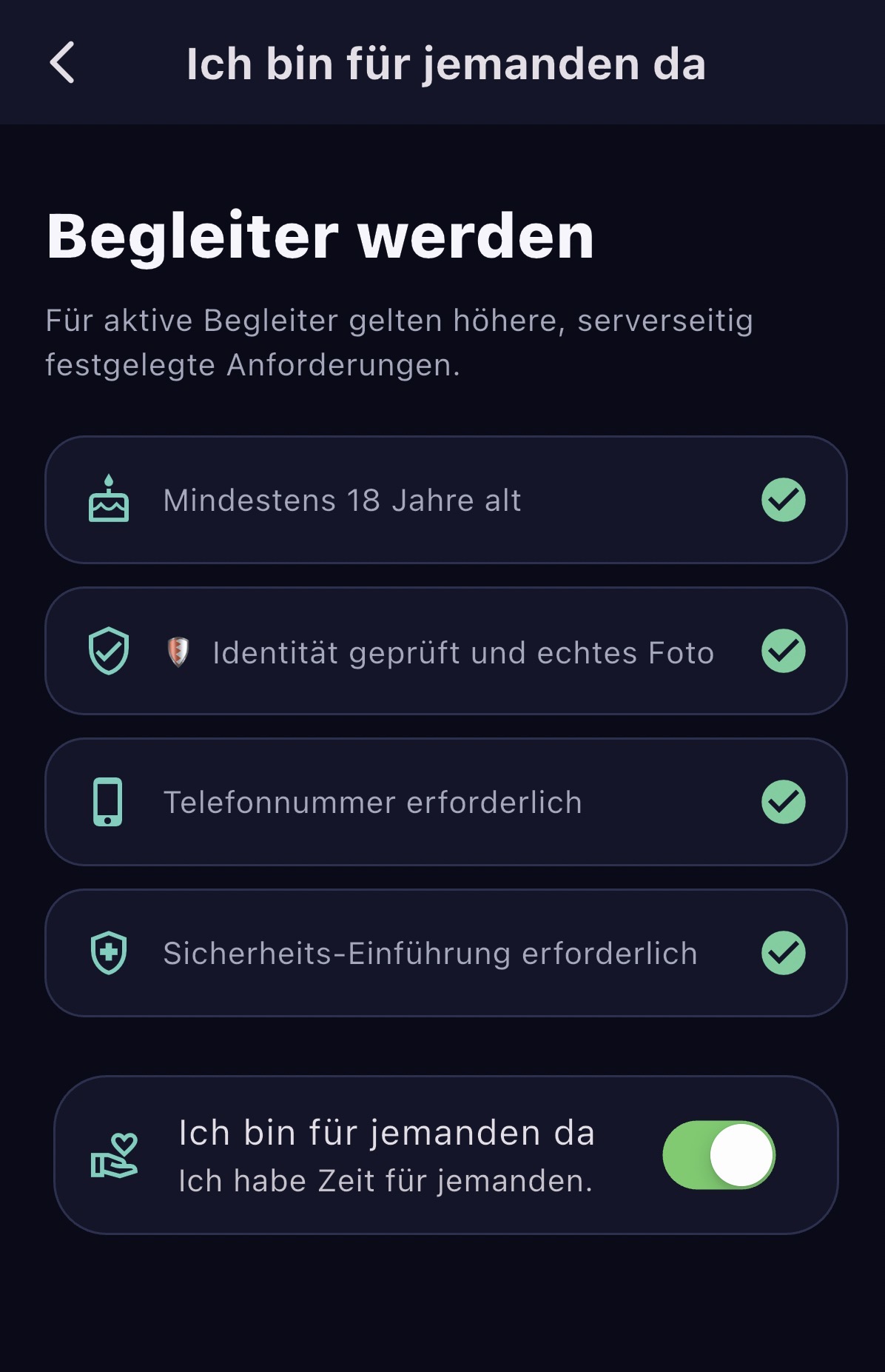 Voraussetzungen für Begleitpersonen